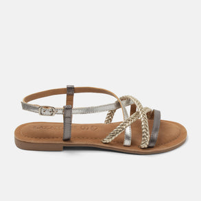 Gea Women's Leather Sandals Silver