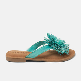 Roza Women's Leather Slippers Turquoise