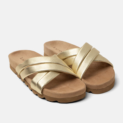 Lee Women's Leather Slippers Gold