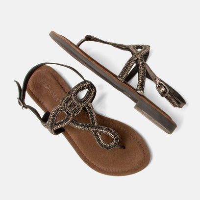 Luus Women's Leather Sandals Pewter