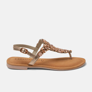 Sil Women's Leather Sandals Rose Gold