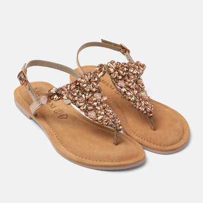 Sil Women's Leather Sandals Rose Gold