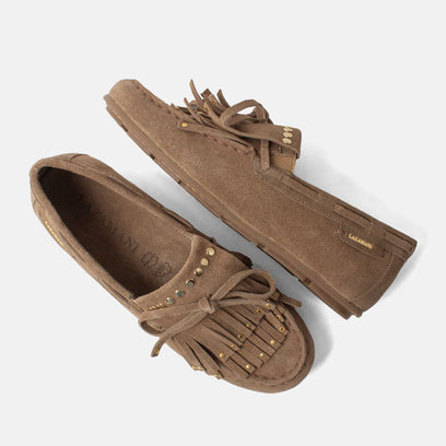Belle Women's Suede Mocassins Khaki