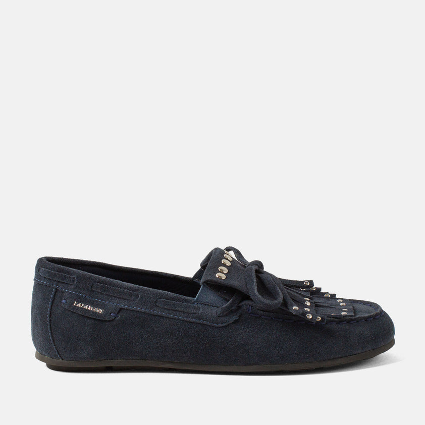 Belle Women's Suede Mocassins Navy