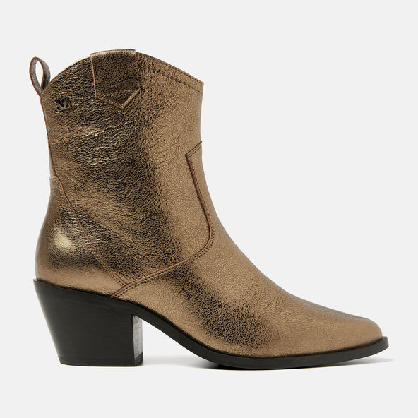 Ambre Women's Leather Ankle Boots Bronze