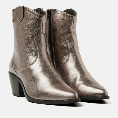 Ambre Women's Leather Ankle Boots Pewter