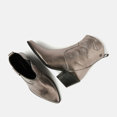 Ambre Women's Leather Ankle Boots Pewter