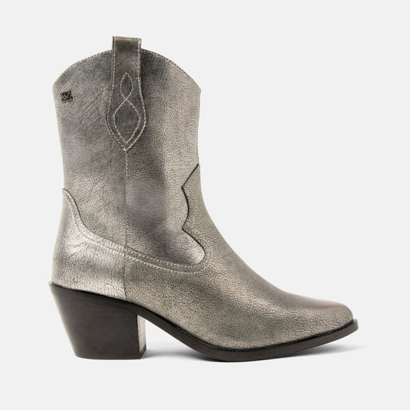 Lu Women's Leather Cowboy Boots Silver