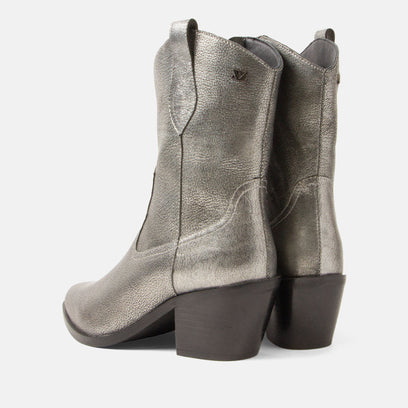 Lu Women's Leather Cowboy Boots Silver