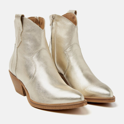 Arianna Women's Leather Ankle Boots Gold
