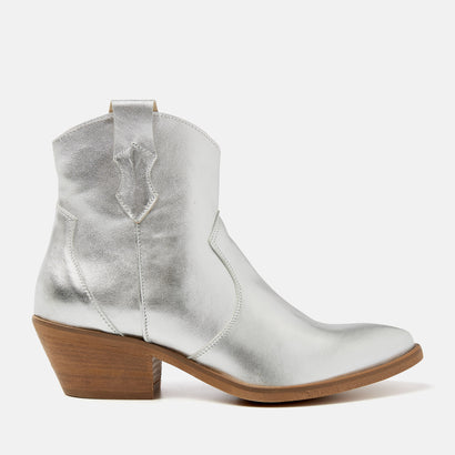 Arianna Women's Leather Ankle Boots Silver
