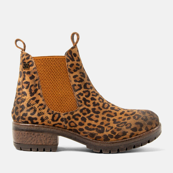Mia Women's Suede Chelsea Boots Tan/Leo