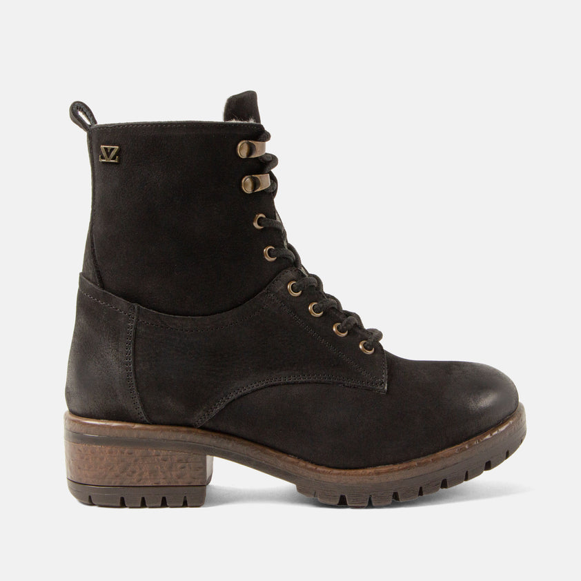 Kia Women's Leather Lace-up Boots Black