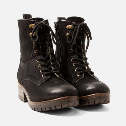 Kia Women's Leather Lace-up Boots Black