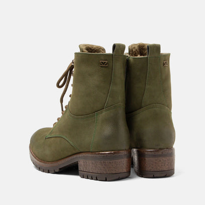 Kia Women's Leather Lace-up Boots Green
