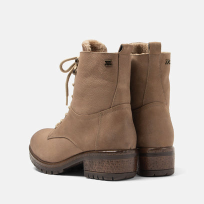 Kia Women's Leather Lace-up Boots Taupe