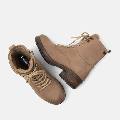 Kia Women's Leather Lace-up Boots Taupe