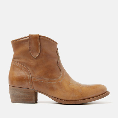 Fleur Women's Leather Western Boots Cognac