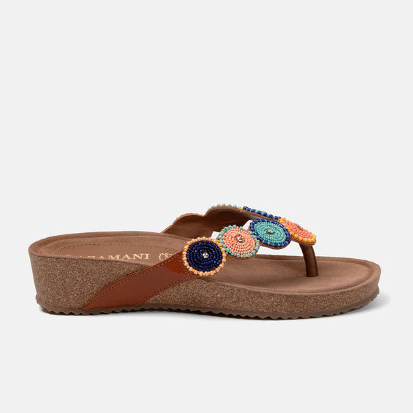 Mara Women's Slippers Leather Tan/Multi