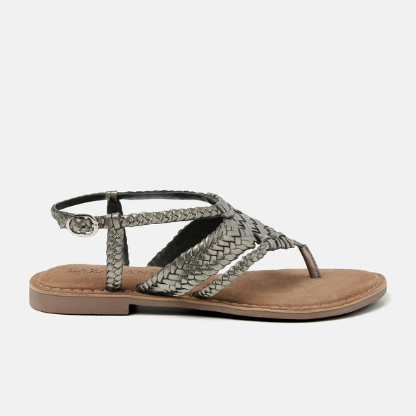 Valerie Women's Leather Sandals Pewter