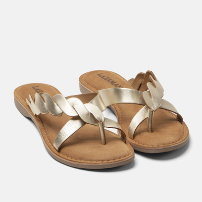 Avi Women's Leather Slippers Gold