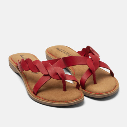 Avi Women's Leather Slippers Red