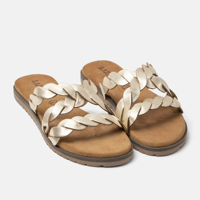 Edsi Women's Leather Slippers Gold