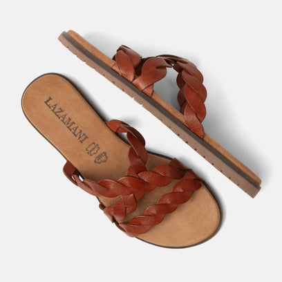Edsi Women's Leather Slippers Tan