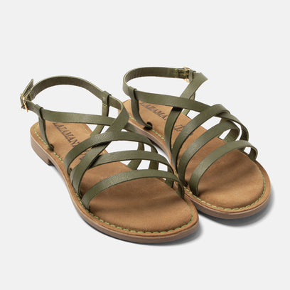 Zuza Women's Leather Sandals Green