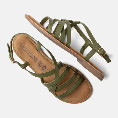 Zuza Women's Leather Sandals Green