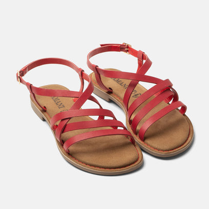 Zuza Women's Leather Sandals Red