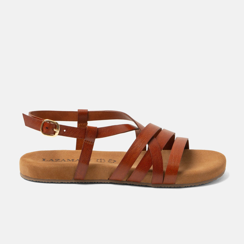 Sandali da donna in pelle Lotta color cuoio