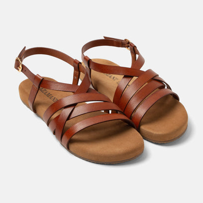 Sandali da donna in pelle Lotta color cuoio