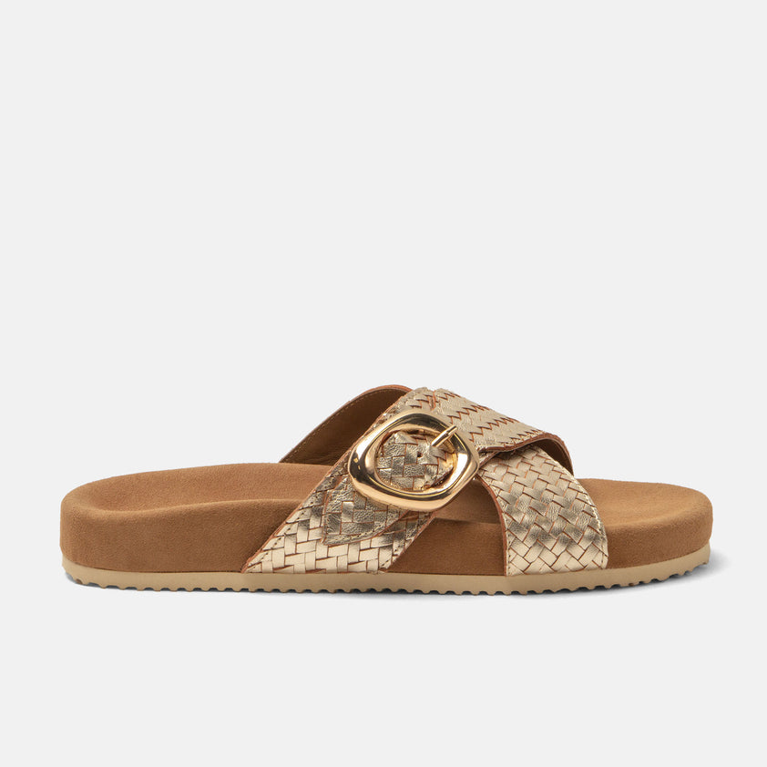 Kaja Women's Leather Slippers Gold