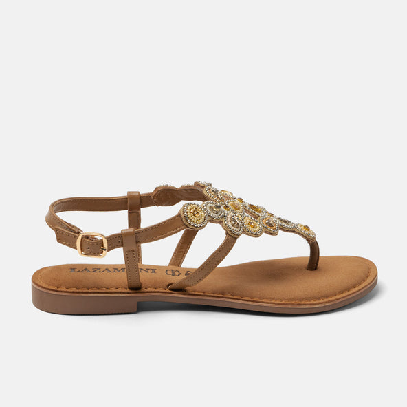 Dante Women's Leather Sandals Beige