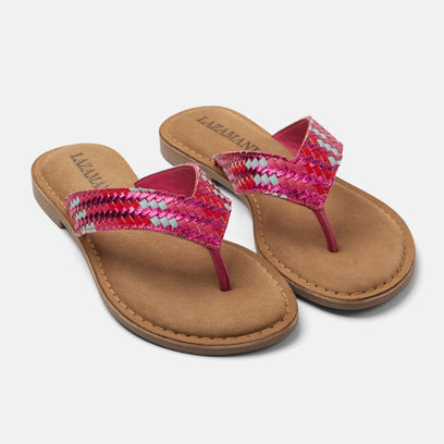 Tess Women's Leather Slippers Fuxia