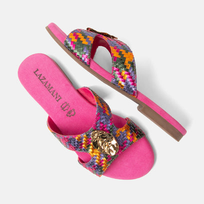 Hailey Women's Leather Slippers Fuxia