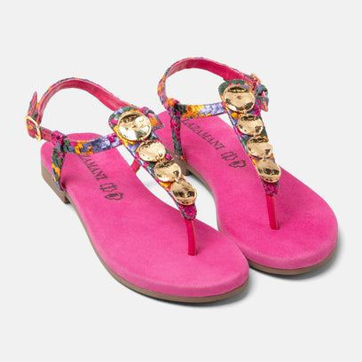 Lynn Women's Leather Sandals Fuxia