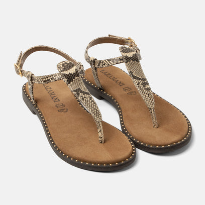 Ayla Women's Leather Sandals Beige