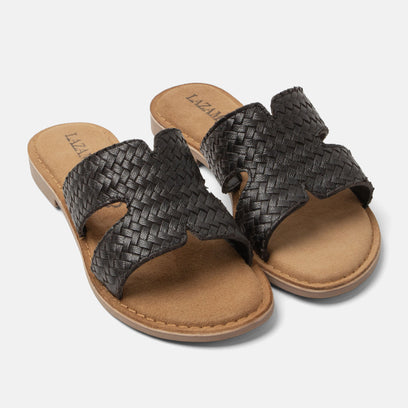 Puck Women's Leather Slippers Black