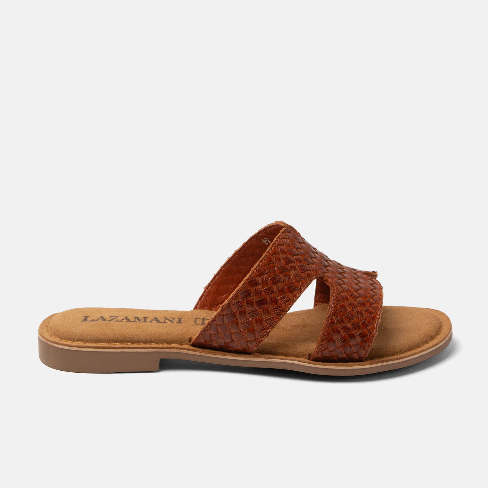 Lazamani Puck Women's Leather Slippers Tan