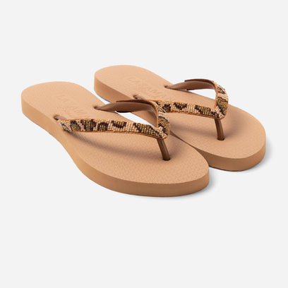 Lanzarote Beach Women's Flip Flops Leopard Brown