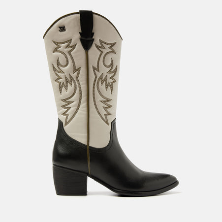 Gisele Women's Leather Cowboy Boots Off-White