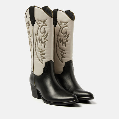 Gisele Women's Leather Cowboy Boots Off-White