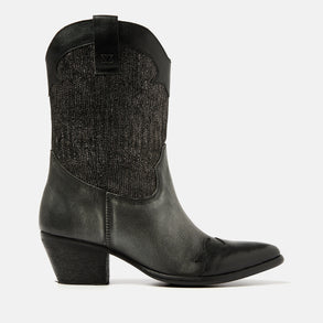 Céline Women's Leather Cowboy Boots Pewter