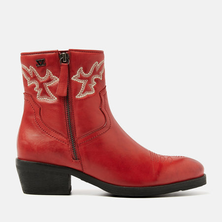 Solange Women's Leather Cowboy Boots Red