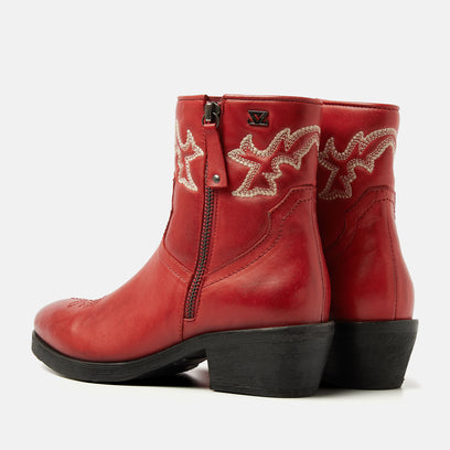 Solange Women's Leather Cowboy Boots Red