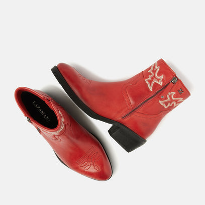 Solange Women's Leather Cowboy Boots Red