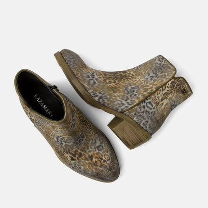 Sara Women's Suede Ankle Boots Khaki/Leo