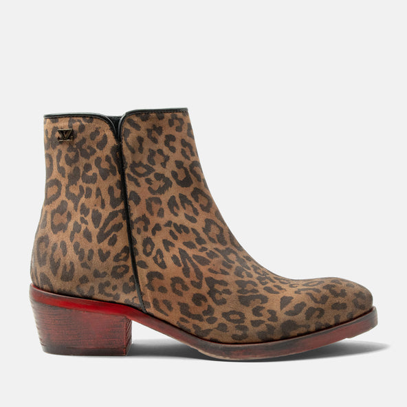 Sara Women's Suede Ankle Boots Tan/Leo